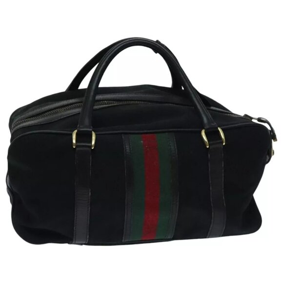 GUCCI GG Canvas Web Sherry Line Boston Bag Red Black Green - Picture 1 of 16